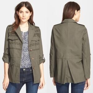 Joie Evandale Olive Green Embroidered Cotton Jacket